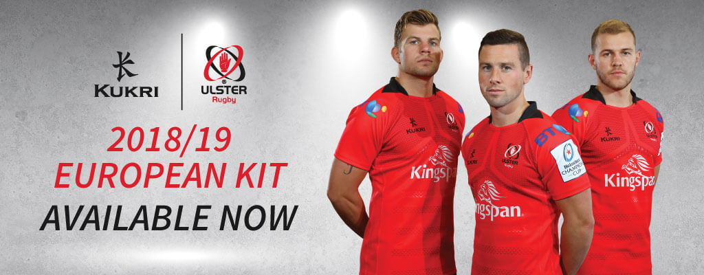 New Ulster Rugby Kukri Kid's 2018-19 Europe Shirt Red 